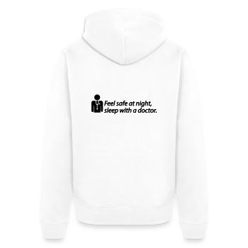 Feel safe at night, sleep with a doctor - Unisex Premium Bio Zip Hoodie - Weiß - Hinten - Thijin (182cm)
