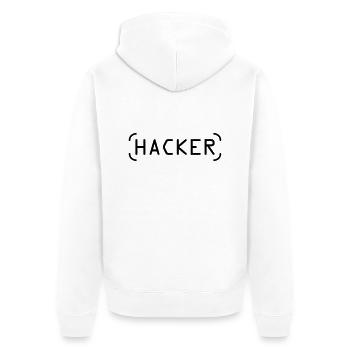 Hacker - Unisex Premium Bio Zip Hoodie - Weiß - Hinten - Thijin (182cm)