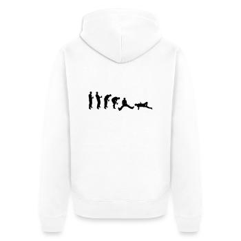 Drunk evolution - Unisex Premium Bio Zip Hoodie - Weiß - Hinten - Thijin (182cm)
