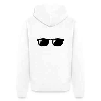 brille - Unisex Premium Bio Zip Hoodie - Weiß - Hinten - Thijin (182cm)