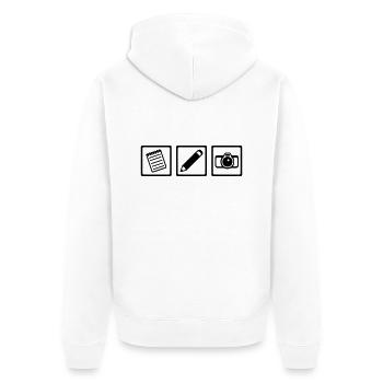 Journaliste - Veste à capuche bio Premium Unisexe - blanc - Dos - Thijin (182cm)
