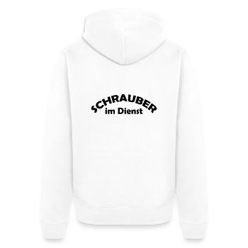 schrauber im dienst - Unisex Premium Bio Zip Hoodie - Weiß - Hinten - Thijin (182cm)