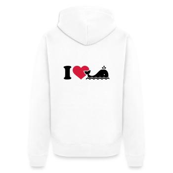 I love Whale - Unisex Premium Organic Zip Hoodie - white - Back - Thijin (182cm)