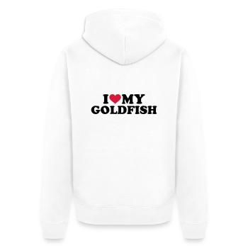 Goldfisch - Unisex Premium Bio Zip Hoodie - Weiß - Hinten - Thijin (182cm)