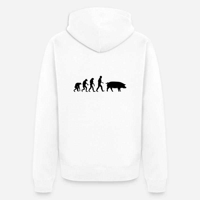 pig evolution - Unisex Premium Organic Zip Hoodie - white
