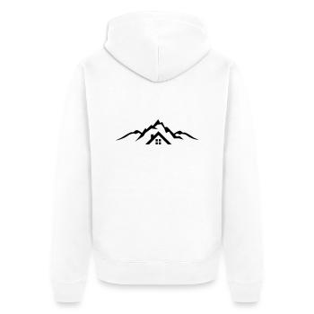 Landschaft - Berge Hütte - Unisex Premium Bio Zip Hoodie - Weiß - Hinten - Thijin (182cm)