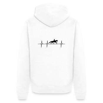 Pferd Reiten Herzschlag Reitsport - Unisex Premium Bio Zip Hoodie - Weiß - Hinten - Thijin (182cm)