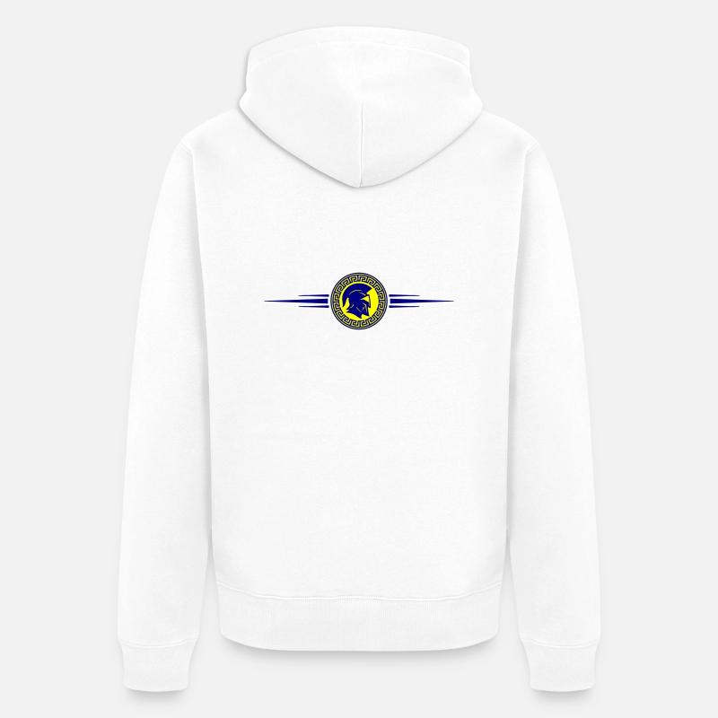 Casque spartiate Gladiateur symbole - Veste à capuche bio Premium Unisexe - blanc