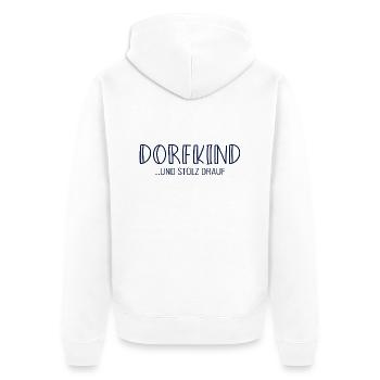 Dorfkind Spruch Bauernhof - Unisex Premium Bio Zip Hoodie - Weiß - Hinten - Thijin (182cm)