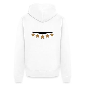 5 Sterne mit Textlinie - Unisex Premium Bio Zip Hoodie - Weiß - Hinten - Thijin (182cm)