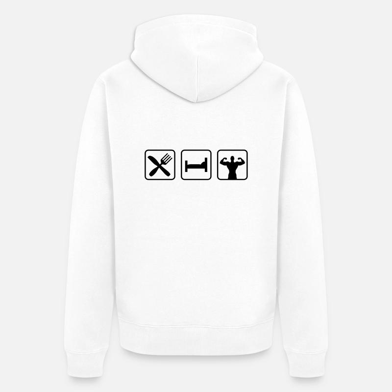 eatsleep_bodybuilding1 - Veste à capuche bio Premium Unisexe - blanc