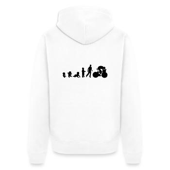 Evolution human man men sports cycling - Unisex Premium Organic Zip Hoodie - white - Back - Thijin (182cm)