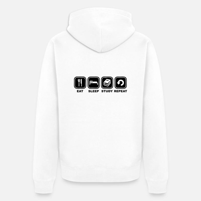 Eat, sleep, study, Repeat - Veste à capuche bio Premium Unisexe - blanc
