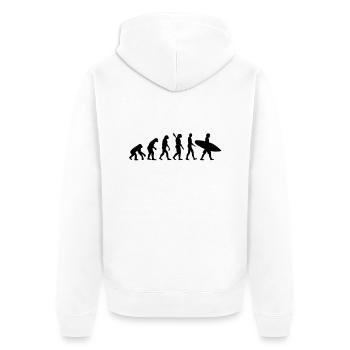 Evolution Surfen - Unisex Premium Bio Zip Hoodie - Weiß - Hinten - Thijin (182cm)