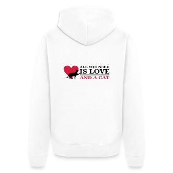 All you need is love and a cat - Unisex Premium Bio Zip Hoodie - Weiß - Hinten - Thijin (182cm)