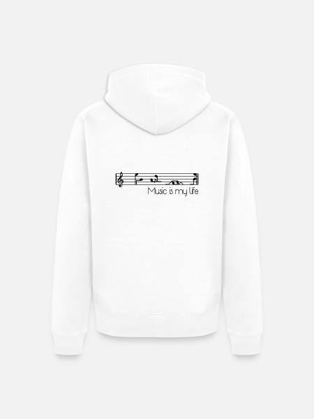 music is my life - Unisex Premium Organic Zip Hoodie - white