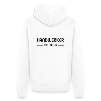 Handwerker on Tour - Unisex Premium Bio Zip Hoodie - Weiß - Hinten - Thijin (182cm)