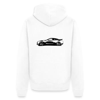 GTR - Unisex Premium Bio Zip Hoodie - Weiß - Hinten - Thijin (182cm)
