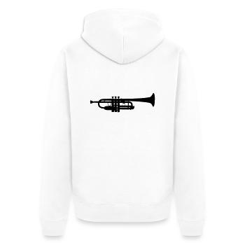 Trompete - Unisex Premium Bio Zip Hoodie - Weiß - Hinten - Thijin (182cm)