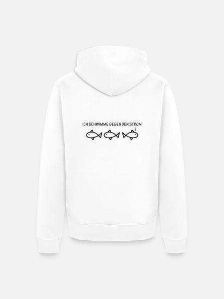 Gegen den Strom schwimmen - Unisex Premium Bio Zip Hoodie - Weiß