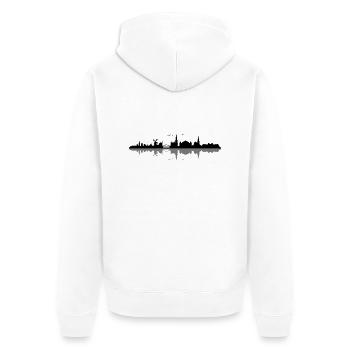 Skyline - Amsterdam - Unisex Premium Bio Zip Hoodie - Weiß - Hinten - Thijin (182cm)