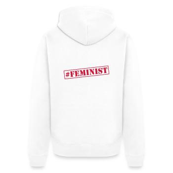 feminist - Unisex Premium Bio Zip Hoodie - Weiß - Hinten - Thijin (182cm)