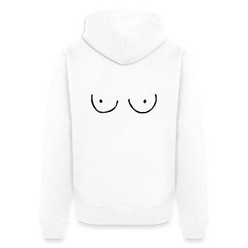gezogene Brust se341 - Unisex Premium Bio Zip Hoodie - Weiß - Hinten - Thijin (182cm)
