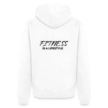 Fitness - Unisex Premium Bio Zip Hoodie - Weiß - Hinten - Thijin (182cm)