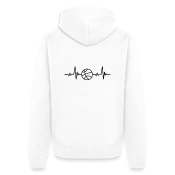 Basketball Herzfrequenz - Unisex Premium Bio Zip Hoodie - Weiß - Hinten - Thijin (182cm)