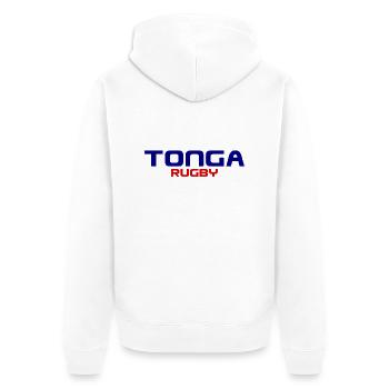 Tonga Rugby Logo - Pacifique - Polynésie - Mers du Sud - Veste à capuche bio Premium Unisexe - blanc - Dos - Thijin (182cm)