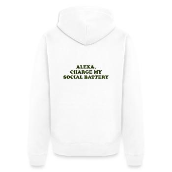 Alexa, Charge My Social Battery - Unisex Premium Bio Zip Hoodie - Weiß - Hinten - Thijin (182cm)