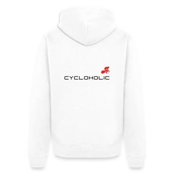 cycloholic - Unisex Premium Bio Zip Hoodie - Weiß - Hinten - Thijin (182cm)