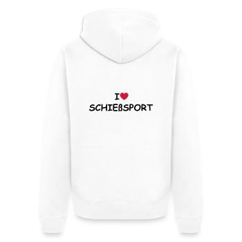 I love/heart Schiesssport - Unisex Premium Bio Zip Hoodie - Weiß - Hinten - Thijin (182cm)