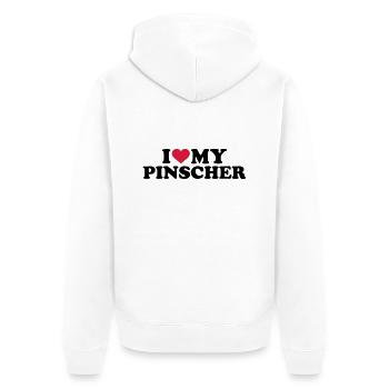 Pinscher - Unisex Premium Bio Zip Hoodie - Weiß - Hinten - Thijin (182cm)