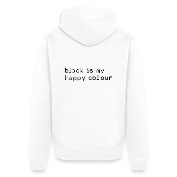 black is my happy colour - Unisex Premium Bio Zip Hoodie - Weiß - Hinten - Thijin (182cm)