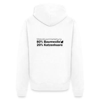 Materialzusammensetzung: 80% Baumwolle, 20% Katzen - Unisex Premium Bio Zip Hoodie - Weiß - Hinten - Thijin (182cm)