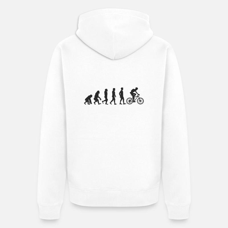 Evolution Bicycle - Unisex Premium Bio Zip Hoodie - Weiß