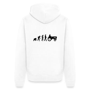 evolution_bauer_mit_traktor_032013_a_1c - Unisex Premium Organic Zip Hoodie - white - Back - Thijin (182cm)