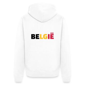 Belgien - Unisex Premium Bio Zip Hoodie - Weiß - Hinten - Thijin (182cm)