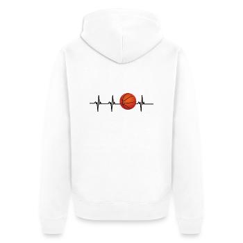 basketball heartbeat - Unisex Premium Organic Zip Hoodie - white - Back - Thijin (182cm)