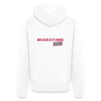 Wir essen jetzt Kinder - Unisex Premium Bio Zip Hoodie - Weiß - Hinten - Thijin (182cm)