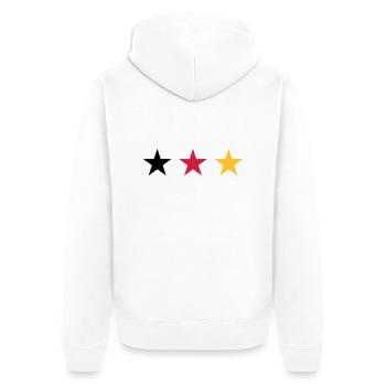 Deutschland Drei Sterne in Schwarz Rot Gold - Unisex Premium Bio Zip Hoodie - Weiß - Hinten - Thijin (182cm)