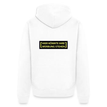 hier könnte ihre werbung - Unisex Premium Bio Zip Hoodie - Weiß - Hinten - Thijin (182cm)