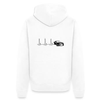 EKG HERZLINIE SPORTWAGEN schwarz - Unisex Premium Bio Zip Hoodie - Weiß - Hinten - Thijin (182cm)