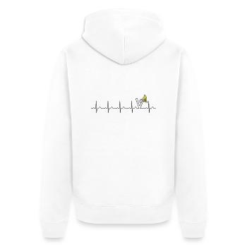 Mein Herz schlägt vegan - Veganer - vegetarisch - Unisex Premium Bio Zip Hoodie - Weiß - Hinten - Thijin (182cm)