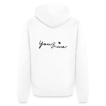 you&me - Unisex Premium Bio Zip Hoodie - Weiß - Hinten - Thijin (182cm)