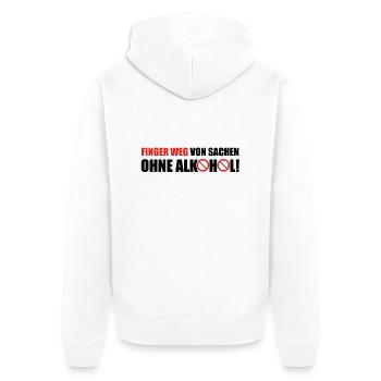 Finger weg von sachen ohne alkohol! - Unisex Premium Bio Zip Hoodie - Weiß - Hinten - Thijin (182cm)