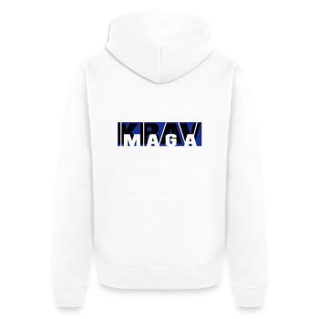 krav_maga_vec_2 de - Unisex Premium Bio Zip Hoodie - Weiß - Hinten - Thijin (182cm)