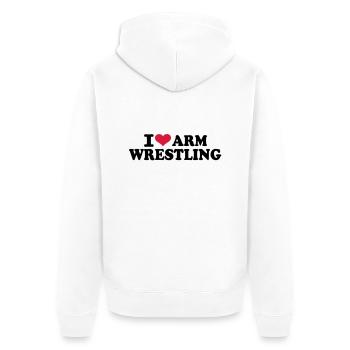 I love Arm wrestling - Veste à capuche bio Premium Unisexe - blanc - Dos - Thijin (182cm)