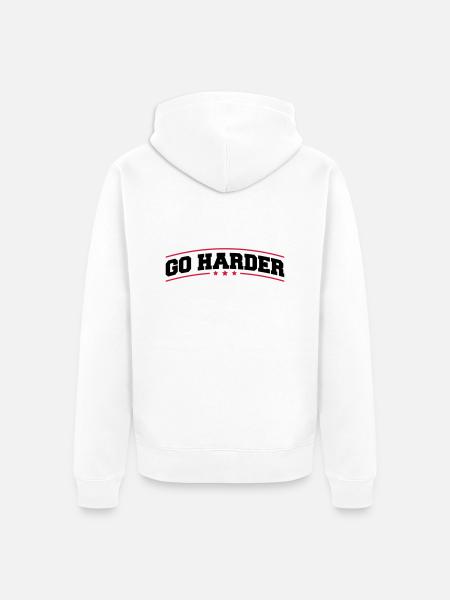 go_harder_bv2 - Unisex Premium Bio Zip Hoodie - Weiß